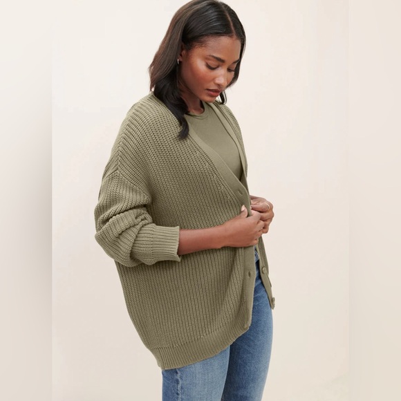 NEW Jenni Kayne Cocoon Cotton Oversized Cardigan Sweater in Sage Green | size S - Picture 3 of 10